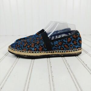 Joy & Mario Blue Leopard Print Slip On Comfy Flat Espadrilles I361